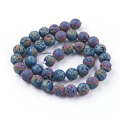 Pvd вакуумное покрытие гальванизированные натуральные нити бусин из лавового камня G-K259-58-10mm-07