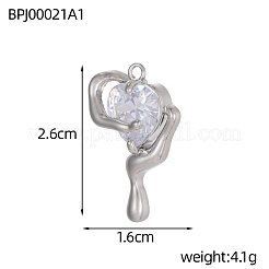 Подвески Nuggets Charms из нержавеющей стали 304 с прозрачными кубическими цирконами&nbsp;STAS-OY004-23P