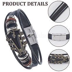 2 bracciale in lega e cordino in pelle di 2 colori per uomo e donna&nbsp;BJEW-CL0001-57
