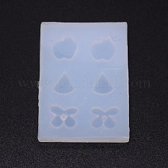 DIYイヤリングシリコンモールド  レジンキャストペンダントモールド  UVレジン用  エポキシ樹脂ジュエリー作り  リンゴ＆スイカ＆チェリー  ホワイト  63x43x6mm  内径：11.5~13x11~14mm&nbsp;DIY-TAC0013-32