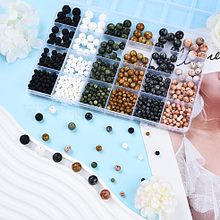 Наборы круглых бусин из натурального красного сетчатого камня&nbsp;G-YW0002-20