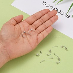 Фурнитура для сережек-гвоздиков из стерлингового серебра с родиевым покрытием STER-M089-08