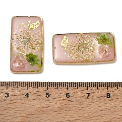 Placcatura in ottone e resina epossidica trasparente e ciondoli con fiori secchi&nbsp;RE-CBAA153-04A