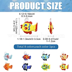 8pcs 8 Farben handgemachte Bunte Malerei-Anhänger&nbsp;LAMP-YW0004-33