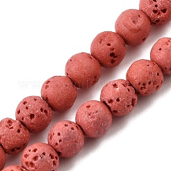 染色された合成溶岩石ビーズの連  ラウンド  トマト  6mm  穴：1.2mm  約63個/連  14.76''（37.5センチメートル）&nbsp;GG-CBAAE19-06A-04