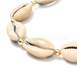 Set di cavigliere di perline intrecciate con conchiglia di ciprea naturale per ragazze donne&nbsp;AJEW-AN00451-01