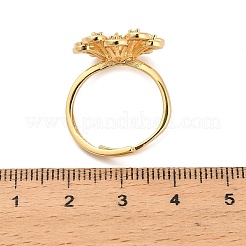 Оправа для колец с цветочным узором из латуни с микропаве из кубических цирконий KK-NH0009-04G