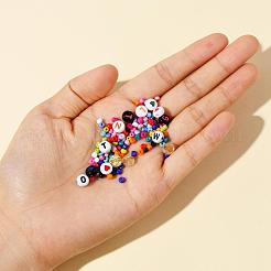 5 цвет плоских круглых акриловых бусин с буквами&nbsp;DIY-YW0002-54