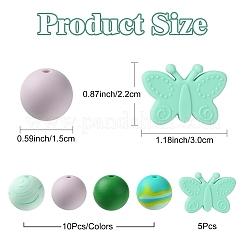 Круглые силиконовые бусины-бабочки SIL-YW0001-35