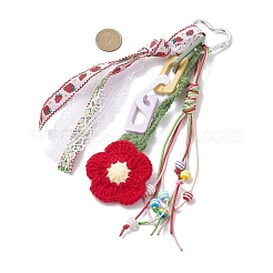 Подвесные украшения в виде цветов из шерстяной пряжи ручной работы HJEW-JM04268