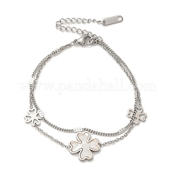 Браслеты из нескольких нитей с подвеской из ракушечного жемчуга из нержавеющей стали 304 BJEW-U028-01P