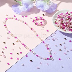 混合スタイルのガラスビーズ  多面カット  双円錐形  透明  4x4mm  穴：1mm  約500個/セット&nbsp;GLAA-YWC0003-01A