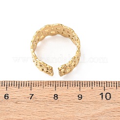 女性用304ステンレススチールオープンカフリング  編まれた  イオンプレーティング（ip）  18KGP本金メッキ  9.5mm  usサイズ7 3/4(17.9mm)&nbsp;RJEW-K309-10C-G