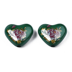 Fiori stampati acrilico opaco cuore perline&nbsp;SACR-S305-28-N04
