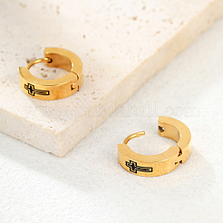Серьги-кольца из нержавеющей стали в стиле минимализма хип-хоп с крестом 201 YA3069