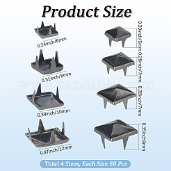 200 pièce de 4 styles de rivets à goujons en fer&nbsp;IFIN-GF0001-54B