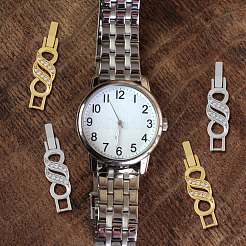 10 pz. 2 colori placcatura in ottone micro pavé chiusura per cinturino orologio con zirconi cubici trasparenti&nbsp;ZIRC-DC0001-08