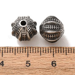 304ステンレススチールビーズ  グリッド模様とロンデル  ステンレス鋼色  11x9.5mm  穴：2mm&nbsp;SA-CBA9DCB-26AS