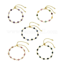 Braccialetti scorrevoli regolabili con pietre preziose naturali e perle d'acqua dolce coltivate per le donne&nbsp;BJEW-JB13609