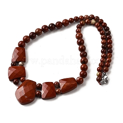 Ожерелья из натуральной красной яшмы с огранкой и градуированными бусинами для женщин NJEW-B128-01O
