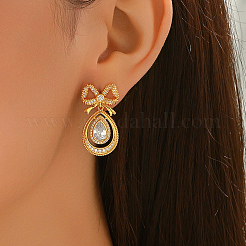 Серьги-гвоздики в форме бабочки из прозрачного кубического циркония из латуни с подвесками в форме слезы&nbsp;EE7763