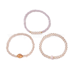 3шт 3 стиля стеклянные бусины эластичные браслеты для женщин&nbsp;BJEW-JB12880