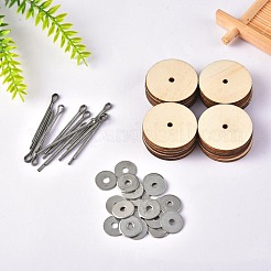 人形回転関節アクセサリー  木製ワッシャー付き  DIYクラフト人形作りのための回転木製接続  バリーウッド  12x2.5mm  穴：2.5mm&nbsp;DOLL-PW0001-063A