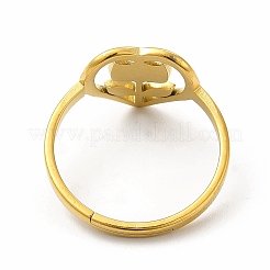 Ионное покрытие (ip) 304 нержавеющая сталь сердце с цветком регулируемое кольцо для женщин&nbsp;RJEW-B027-30G