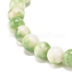 Stretcharmband mit runden Perlen aus natürlicher weißer Jade&nbsp;BJEW-JB07968-04