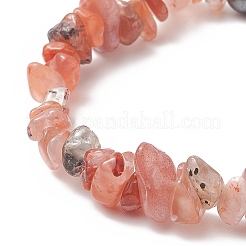 Chip di pietre preziose miste naturali e ematite sintetica e braccialetto elasticizzato con perline incrociate in lega per le donne&nbsp;BJEW-JB09234