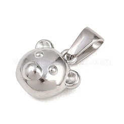 303ステンレススチールペンダント  テディベアチャーム  ステンレス鋼色  12x12x8mm  穴：5.5x3mm&nbsp;STAS-K325-24A-P