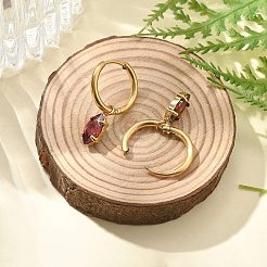 Orecchini a cerchio in acciaio inossidabile 304 con micro pavé di zirconi cubici placcati ioni (ip)&nbsp;STAS-R004-04G-01
