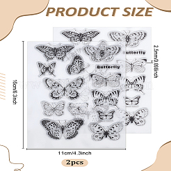 Papier de scrapbooking en silicone transparent pour ornement de scrapbooking de plantes vintage&nbsp;DIY-WH0678-55A
