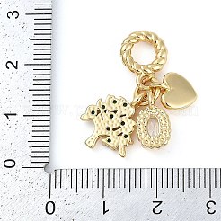 Подвески-шармы европейские из прозрачной и зеленой кубической цирконии с покрытием из латуни KK-P287-24G