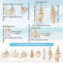 16 шт. 8 стиля подвески из гальванизированной оболочки&nbsp;SHEL-SC0001-52