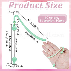 10 шт. 10-цветные закладки из АБС-пластика и нержавеющей стали с бусинами AJEW-NB0006-90