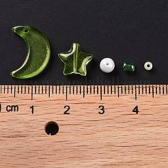 DIYジュエリー作りの発見キット  ガラス＆シードビーズ  ラウンド＆スター＆ムーン  グリーン  2~16x2~12x3~7mm  穴：0.8~1.2mm&nbsp;X1-DIY-R082-02