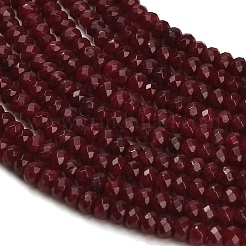染め加工天然石ホワイトジェイドビーズ連売り  ロンデル  多面カット  暗赤色  4x3mm  穴：0.9mm  約118個/連  13.78''（35センチメートル）&nbsp;GG-CBAF9EE-A20-3x4mm