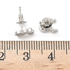 Серьги-гвоздики с оленями из латуни с микропаве из прозрачных кубических цирконий&nbsp;LS-EJEW-F383-08P