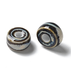手作りの陶器ビーズ  フラットラウンド  カラフル  9.5~10x6mm  穴：3mm&nbsp;PORC-L080-C12