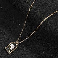 Арка с цветком латунные эмалевые подвески ожерелья NJEW-H051-06G