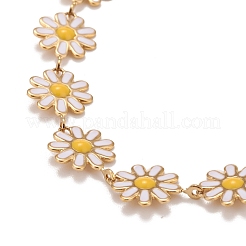 Gänseblümchen-Gliederkette aus Emaille&nbsp;NJEW-P220-01G