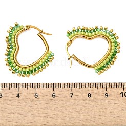 Pendientes de aro con semillas de vidrio para mujer&nbsp;EJEW-MZ00797-02