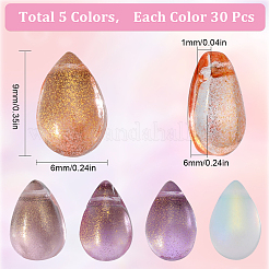 150 pz 5 colori ciondoli in vetro verniciato a spruzzo trasparente&nbsp;GLAA-SC0001-93