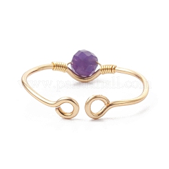 Открытое кольцо с натуральными и синтетическими драгоценными камнями RJEW-JR00625