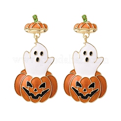 Серьги-гвоздики из сплава с подвесками в виде призрака и тыквы&nbsp;LS-EJEW-Z142-142