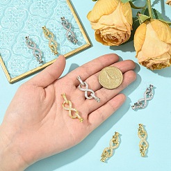 2 шт. латунные застежки с микропаве из прозрачного кубического циркония&nbsp;KK-YW0003-54P