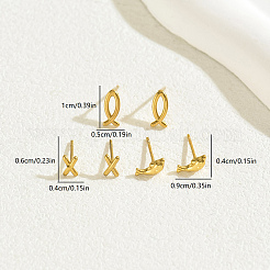 3 пара стильных серег-гвоздиков из нержавеющей стали 201 в форме рыбок&nbsp;EN4895