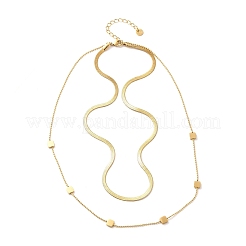 Квадратные двухслойные ожерелья из нержавеющей стали 304 для женщин NJEW-U031-06G