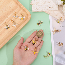12 stücke 6 arten bienen legierung emaille & strass stethoskop anhänger dekorationen&nbsp;HJEW-OC00074